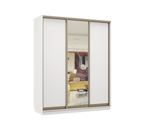 Шкаф-купе Маршал Лайт 21 220х180х45 (каркас белый 07, фасады 02.02.02 белый 07.07.07), профиль шампань 03