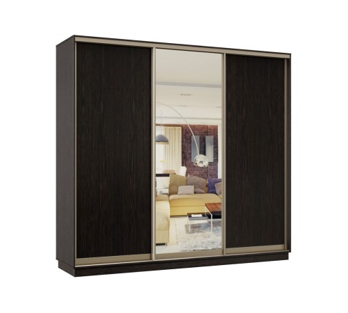 Шкаф-купе Маршал Лайт 21 220х180х45 (каркас белый 07, фасады 02.02.02 белый 07.07.07), профиль шампань 03