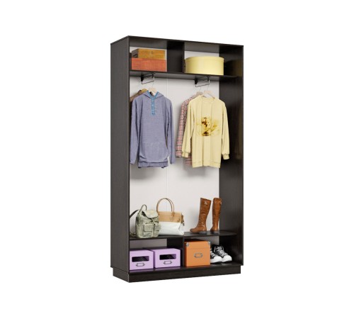 Шкаф-купе Маршал Лайт МИНИ 01 220х100х45 (каркас венге 06, фасады 11.11 зеркало 00.00), профиль шампань 03