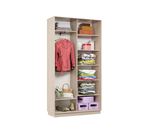 Шкаф-купе Маршал Лайт МИНИ 01 220х100х45 (каркас белый 07, фасады 02.01 белый, зеркало 07.00), профиль шампань 03