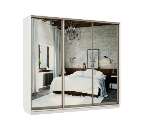 Шкаф-купе Маршал Лайт 21 220х180х45 (каркас белый 07, фасады 02.02.02 белый 07.07.07), профиль шампань 03