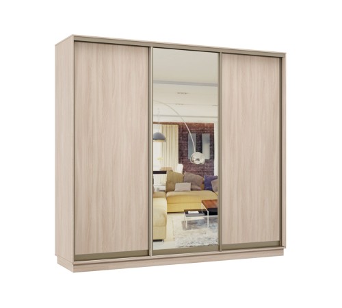 Шкаф-купе Маршал Лайт 21 220х180х45 (каркас белый 07, фасады 02.02.02 белый 07.07.07), профиль шампань 03