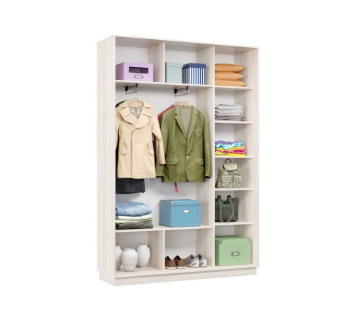 Шкаф-купе Маршал Лайт МИНИ 01 220х100х45 (каркас ясень анкор светлый 15, фасады 05.05 ясень анкор светлый 15.15), профиль серебро 01