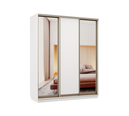 Шкаф-купе Маршал Лайт 21 220х180х45 (каркас белый 07, фасады 02.02.02 белый 07.07.07), профиль шампань 03