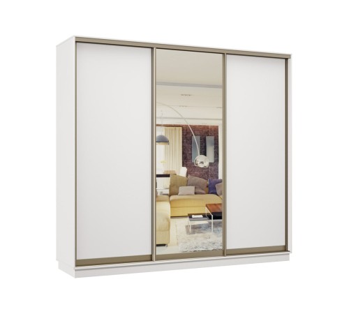 Шкаф-купе Маршал Лайт 21 220х180х45 (каркас белый 07, фасады 02.02.02 белый 07.07.07), профиль шампань 03