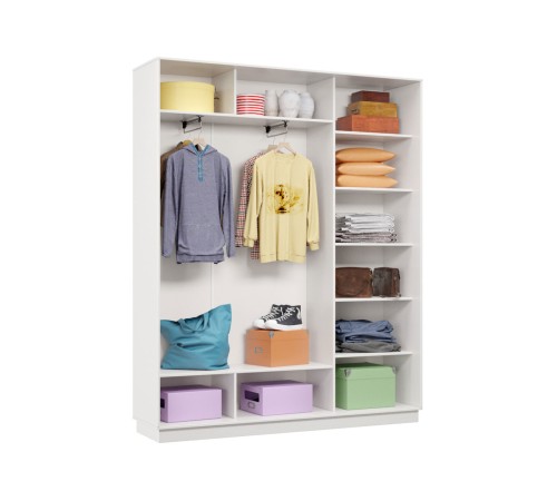 Шкаф-купе Классика-Лайт 21 220х180х45 (каркас белый, фасады 02.01 белый), профиль серебро