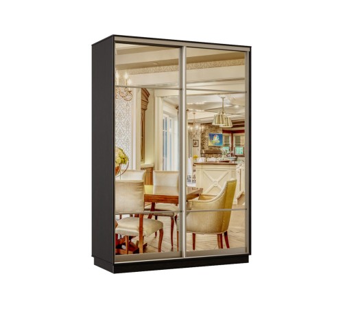 Шкаф-купе Маршал Лайт МИНИ 01 220х100х45 (каркас венге 06, фасады 11.11 зеркало 00.00), профиль шампань 03