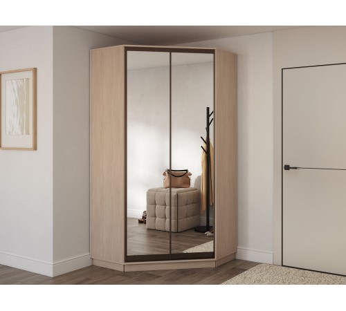 Шкаф-купе Маршал угловой №71 220-110, ясень шимо светлый/бронза