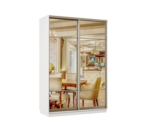 Шкаф-купе Маршал Лайт МИНИ 01 220х100х45 (каркас венге 06, фасады 11.11 зеркало 00.00), профиль шампань 03