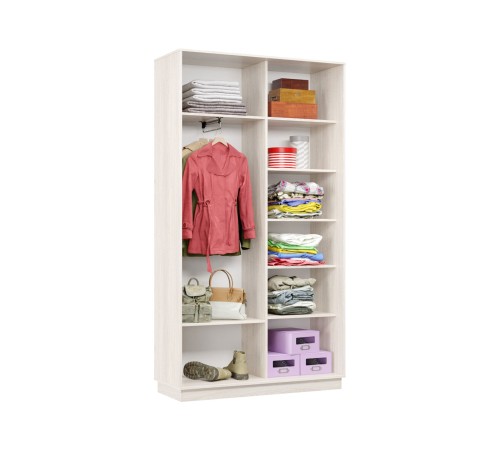 Шкаф-купе Маршал Лайт МИНИ 01 220х100х45 (каркас ясень анкор светлый 15, фасады 08.08 ясень анкор светлый 15.15), профиль серебро 01