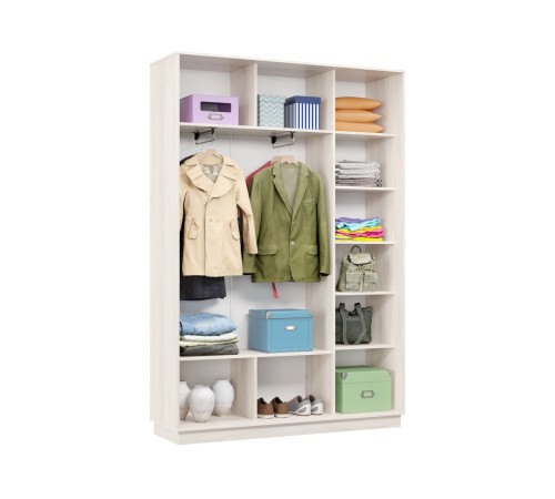 Шкаф-купе Маршал Лайт МИНИ 01 220х100х45 (каркас ясень анкор светлый 15, фасады 08.11 ясень анкор светлый, зеркало 15.00), профиль серебро 01