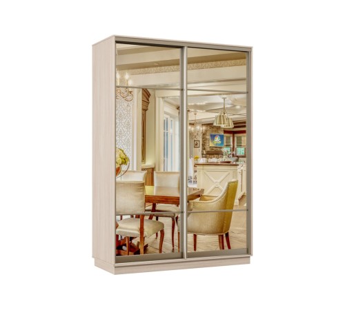 Шкаф-купе Маршал Лайт МИНИ 01 220х100х45 (каркас венге 06, фасады 11.11 зеркало 00.00), профиль шампань 03