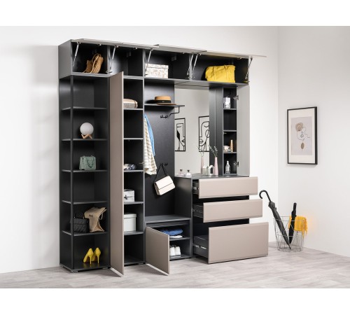 Шкаф навесной Сидней 16.314.02, антрацит/веллюто капучино