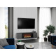 Шкаф навесной с биокамином, серый графит/черный
