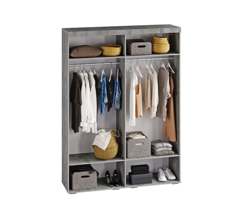 Шкаф 4 дв Инстайл, бетон/белый