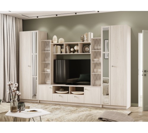 Шкаф 2 дв Зарина с полками, ясень белый