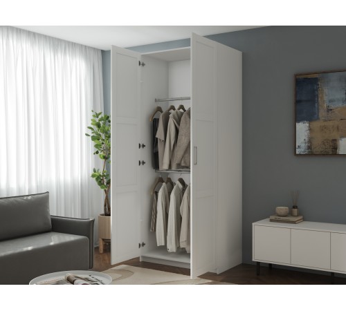 Шкаф 2 дв Осло 2 штанги, белый