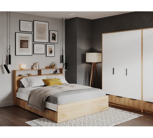 Шкаф 3 дв Ивис, дуб крафт золотой/белый