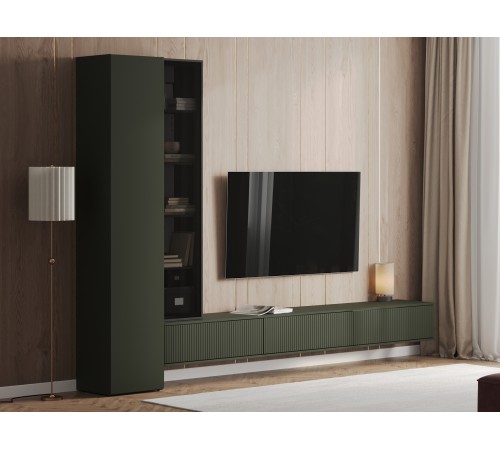 Шкаф 1 дв Амели без фрезеровки, оливковый базальт