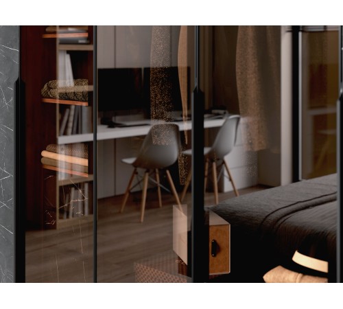 Шкаф 1 дв Браун со стеклянным фасадом, таксония/бронза стекло тонированное