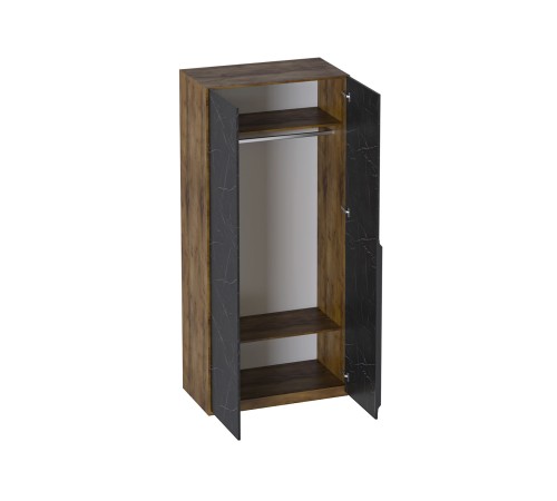 Шкаф 2 дв Браун с глухим фасадом, таксония/мрамор неро маркина