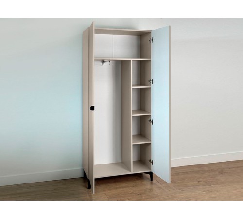 Шкаф 2 дв Рич, кашемир/фрапучино матовый/черный