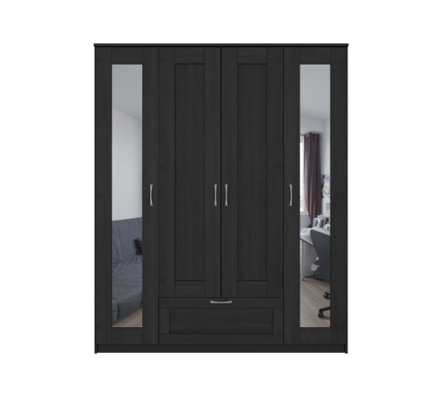 Шкаф 4 дв Сириус 156,1x190x50,2 с 1 ящ, с 2 зеркалами, дуб венге