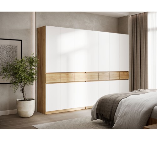 Шкаф 7 дв Бостон Лайт, дуб крафт золотой/белый гладкий