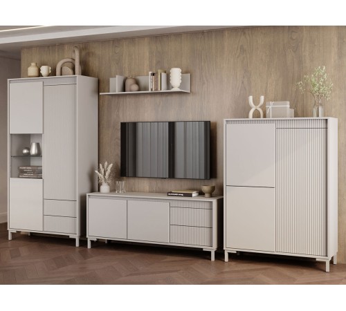 Шкаф 3 дв Свейн низкий, кашемир серый