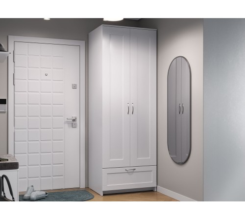 Шкаф 2 дв Сириус 78,2x190x50,2 с 1 ящ, белый Шкаф 2 дв Сириус 78,2x190x50,2 с 1 ящ, белый