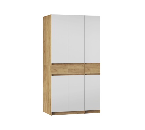 Шкаф 3 дв Квик-Степ, дуб крафт золотой/белый шагрень