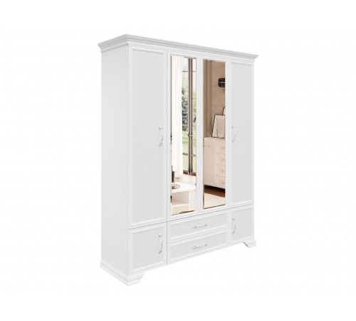 Шкаф 4 дв Азалия с зеркалом, белый