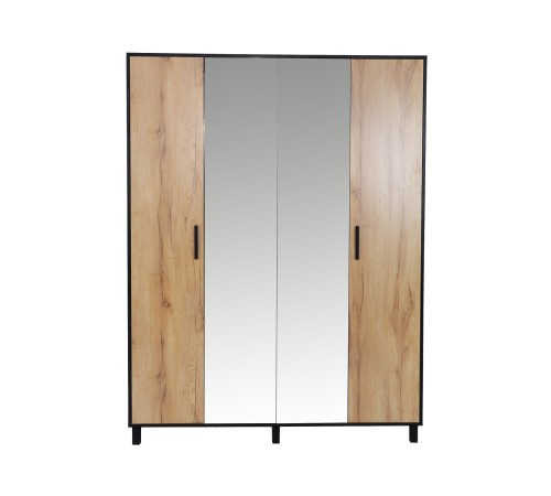 Шкаф 4 дв Лофт-4, дуб крафт золотой/черный