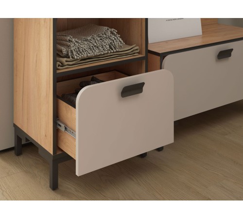 Шкаф 1 дв Жаклин 547.03, дуб крафт золотой/кашемир серый