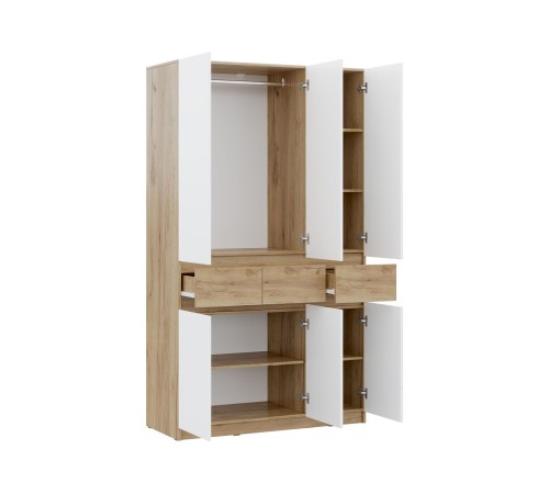 Шкаф 3 дв Бостон Лайт, дуб краф золотой/белый гладкий