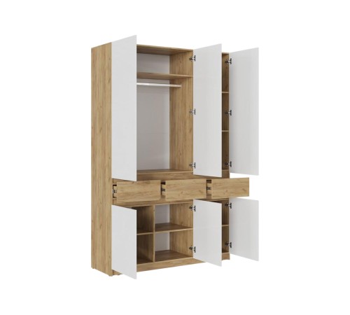 Шкаф 5 дв Бостон, дуб крафт золотой/белый глянец