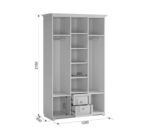 Шкаф 3-х створчатый с зеркалом Белла, белый