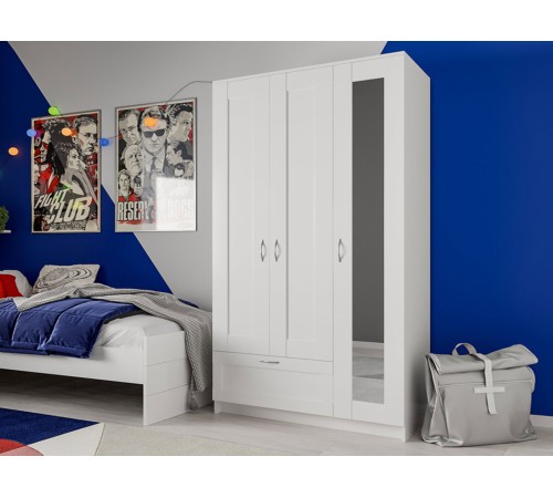 Шкаф 3 дв Сириус 117,1x190x50,2 с 1 ящ, белый Шкаф 3 дв Сириус 117,1x190x50,2 с 1 ящ, белый