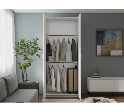 Шкаф 2 дв Осло 2 штанги, белый