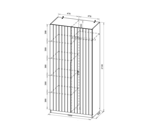 Шкаф 2 дв Памир, меланж