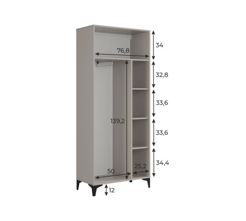 Шкаф 2 дв Рич, кашемир/фрапучино матовый/черный