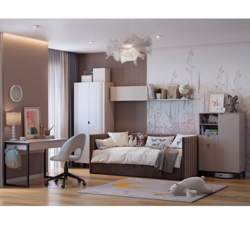 Шкаф 2 дв Рич, кашемир/фрапучино матовый/черный