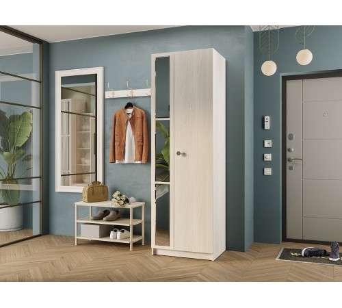 Шкаф 2 дв Зарина с полками, ясень белый