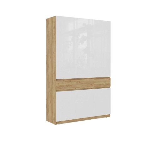 Шкаф 5 дв Бостон, дуб крафт золотой/белый глянец