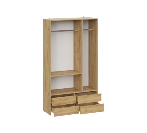 Шкаф 3 дв Абрау с ящиками, дуб золотой/белый