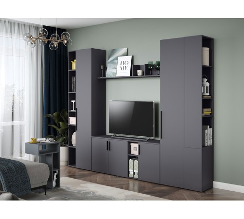 Распашной шкаф Эйр 1 дв, серый графит