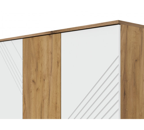 Шкаф 3 дв Кайло, дуб золотой/белый матовый