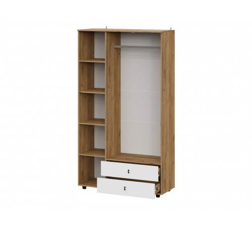 Шкаф 3 дв Кайло с ящ, дуб золотой/белый матовый