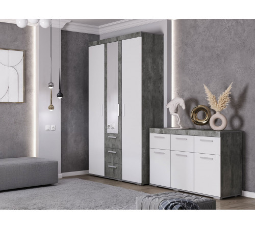 Прихожая Инстайл 2, бетон/белый