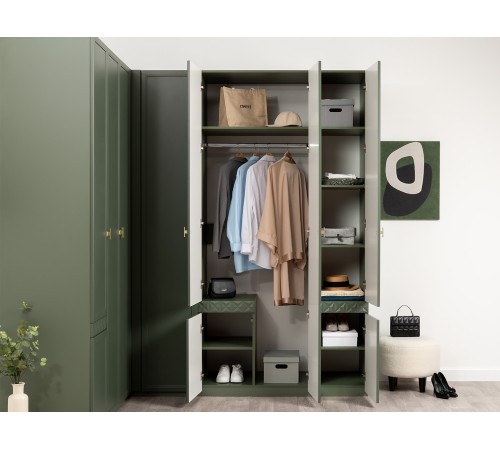 Шкаф 3 дв Марион 16.340.03, дымчатый Зеленый/олива шагрень